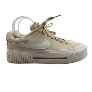 Nike Womens 9.5 Shoes Beige Court Legacy Lift Platform Sneaker Textured Leather